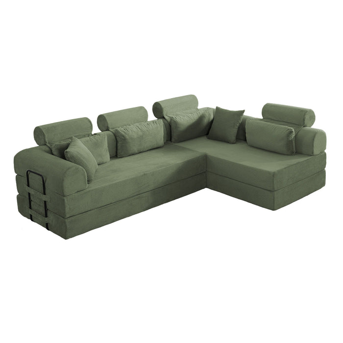 Modern L-Shape Modular Sectional Sofa, Compressed Design