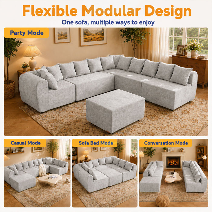 8 Seater U-Shaped Couch With Ottoman