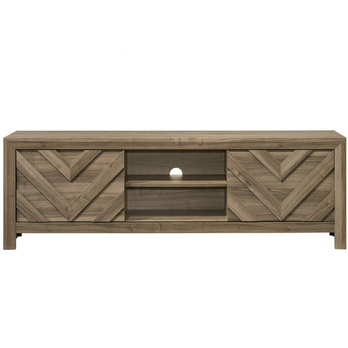 Chevron Patterned Living Room TV Stand - Light Brown