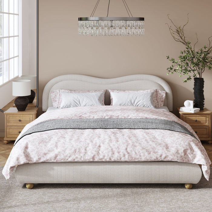 Upholstered Platform Bed Frame With Curved Headboard