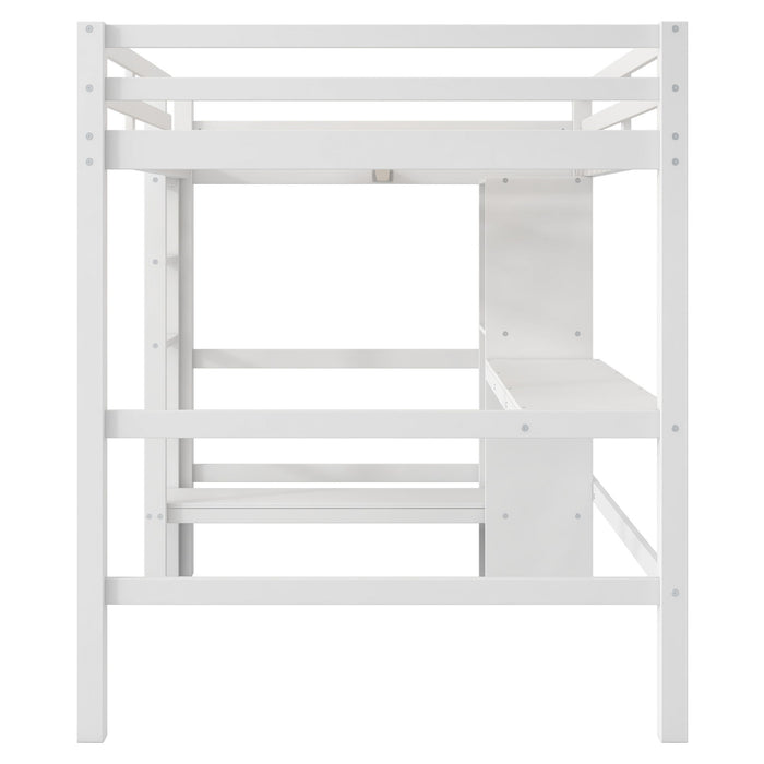 Loft Bed With Built In Desk And Multifunction Shelves