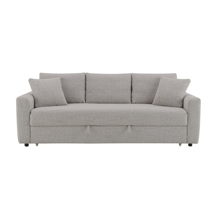 Connie - Boucle Sleeper Sectional Sofa With 2 Toss Pillows - Beige