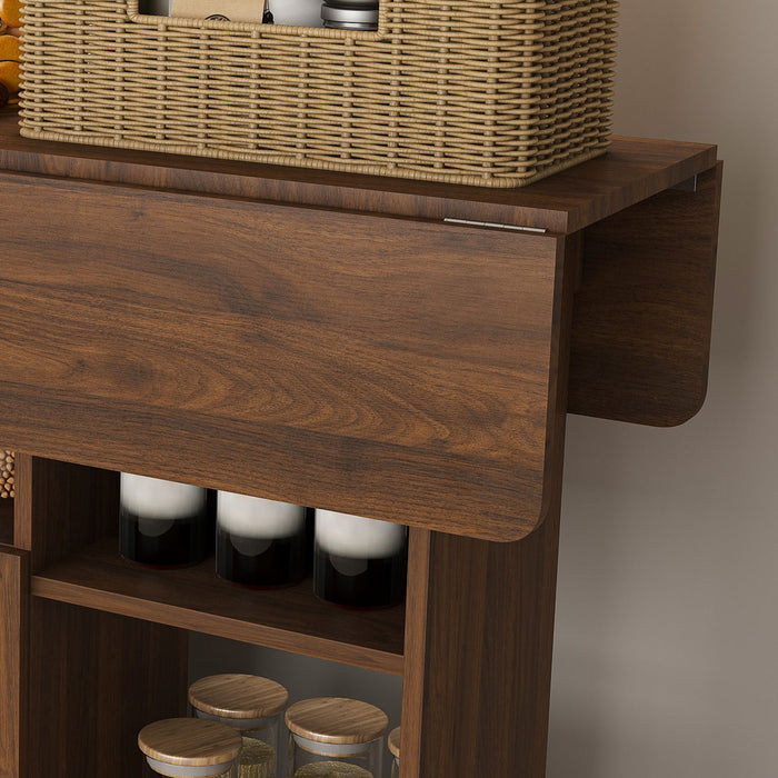 Multi Functional Folding Table With Storage Shelves And Wheels