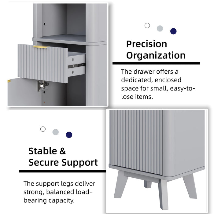 Tall Bathroom Storage Cabinet With Adjustable Shelves And 1 Drawer & Door