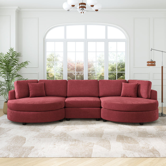 Modern 3 Seater Upholstered Sofa With Curved Design