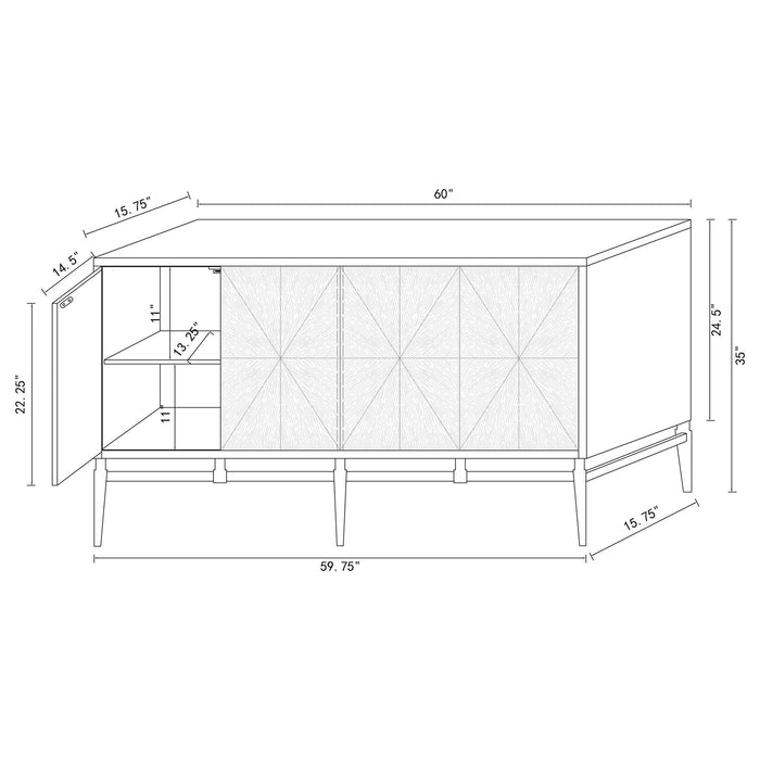 Capri - 4 Door Accent Cabinet - Brown / Gold