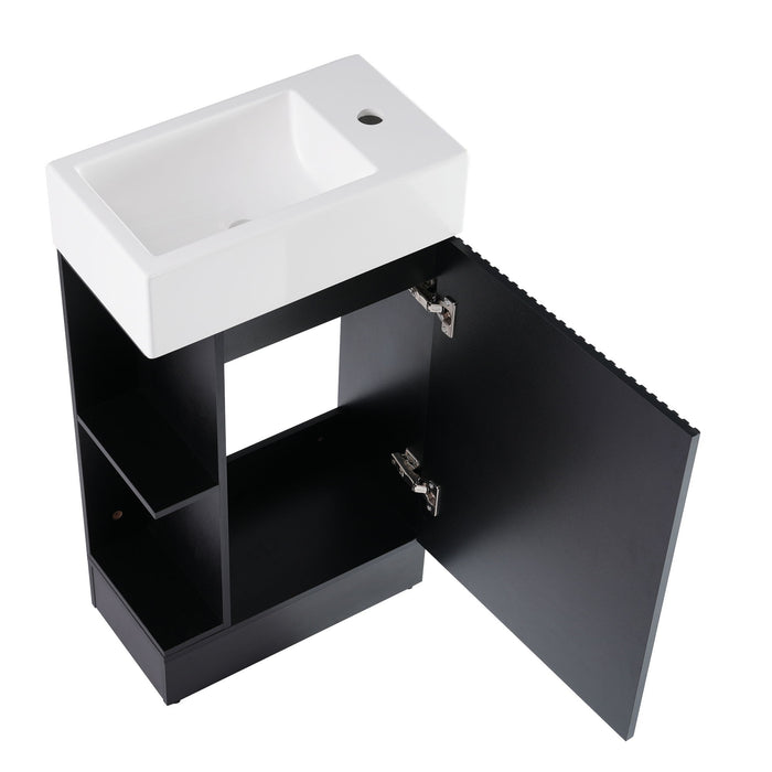Modern Bathroom Vanity With Sink And 2 Tier Shelf