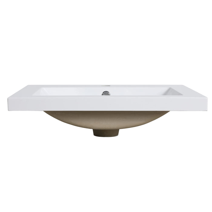 Bathroom Vanity Top With Integrated Sink, Center Basin, 1 Piece Countertop With Pre Drilled Faucet Hole - Glossy White