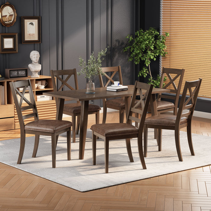 Country Style Dining Chairs (Set of 2) With Cross Back Design - Brown