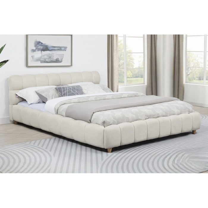 Queen Size Upholstered Platform Bed Frame - Beige