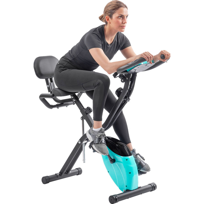 Exercise Bike Folding Stationary Bikes For Home With 16 Level Magnetic Resistance