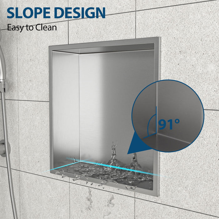 Stainless Steel Shower Niche With Seamless Design For Bathroom Storage