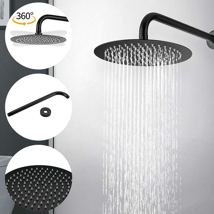 Elegant 10" Round Rain Shower Head And Handheld Set With Adjustable Tilt And Dual Modes
