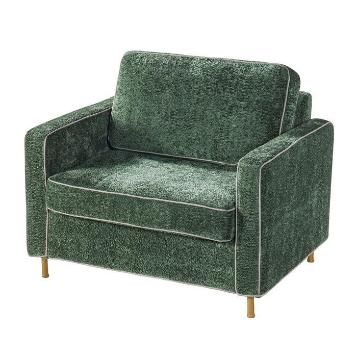 Accent Chair Upholstered Single Sofa With Square Arms, Sewn Pillow Back For Living Room