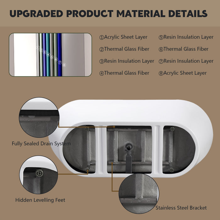 Glossy Freestanding Bathtub With Toe Tap Drain