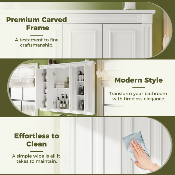 Wall Mounted Medicine Cabinet With Adjustable Shelf - White