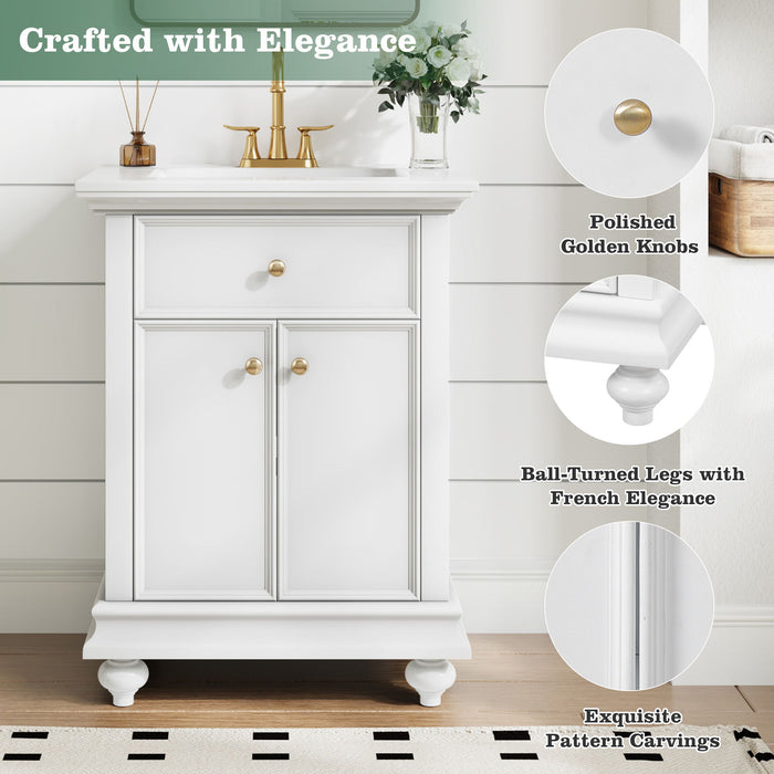 Modern Bathroom Vanity With Tip-Out Drawer And Soft-Close Hinges