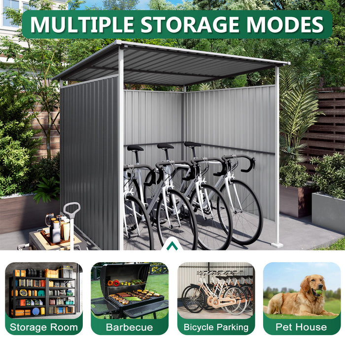 Outdoor Pergola, Bike Storage Shed, Grill Gazebo For Patio - Gray