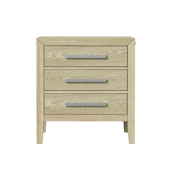 Adeline - 3 Drawers Nightstand With USB & LED Light - Natural Wood Wash