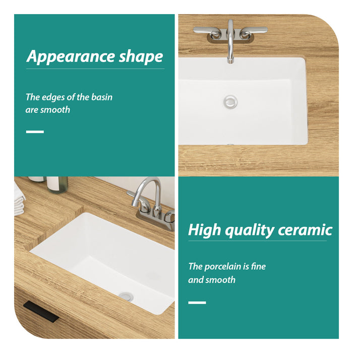 Modern Ceramic Undermount Bathroom Sink With Overflow, High Quality