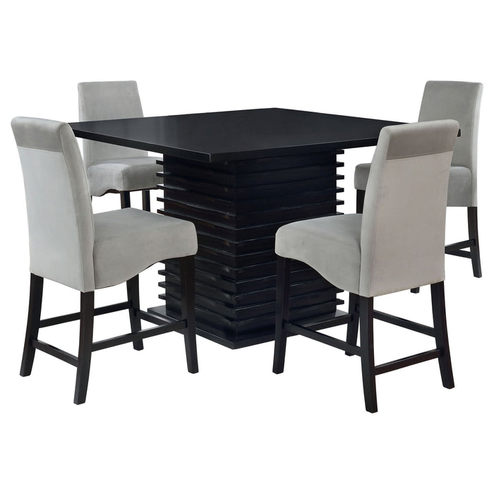 Shandra - 5 Piece Set With Counter Height Table And Stools - Black