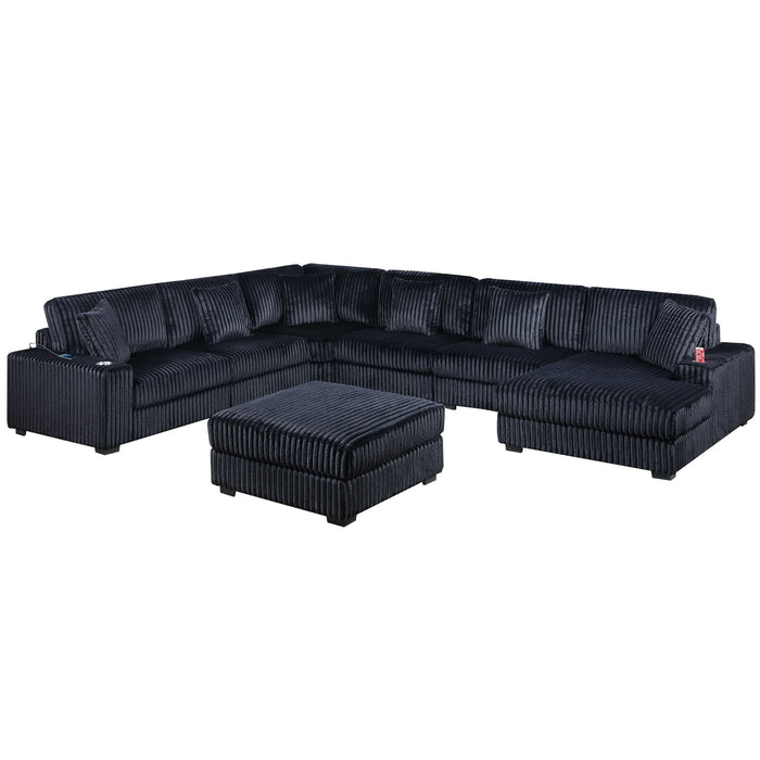 Contemporary Style Modular Sectional Sofa Set With USB, Cup Holder