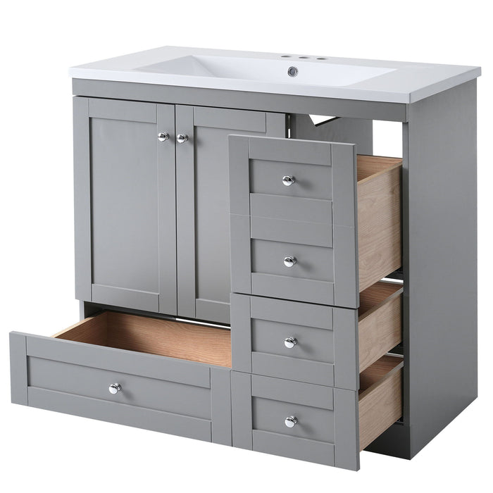 Shaker Free Standing Bathroom Vanity Cabinet With Sink, Soft Close Drawers, Soft Close Doors