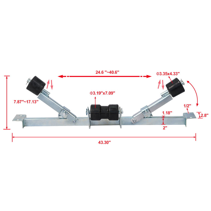 Heavy Duty Boat Trailer Support Bracket With Keel Rollers