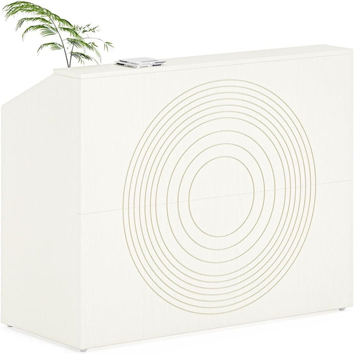 Modern Reception Desk, Front Desk Table With Cable Grommet & Privacy Panels