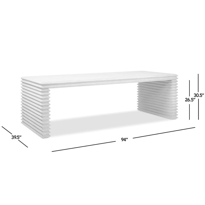 Veda - Geometric Waterfall Dining Table - White