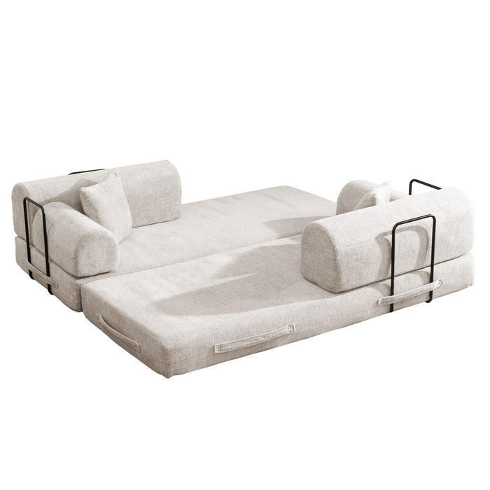 Modern 2 Tone Fabric Convertible Sleeper Sofa Bed