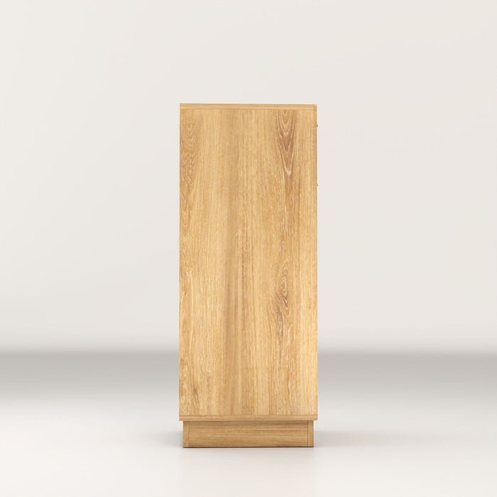 Tilt Out Trash Can Cabinet With Wave Textured Drawer & Pull Out Bin