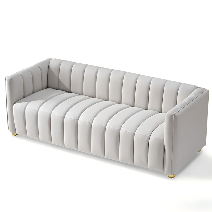 Vertical Channel Tuft Sofa For Apartment Lounge - Ivory