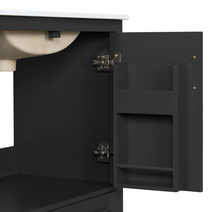 Bathroom Vanity With Sink, 1 Divided Drawer And 2 Soft Close Doors With Double Shelf