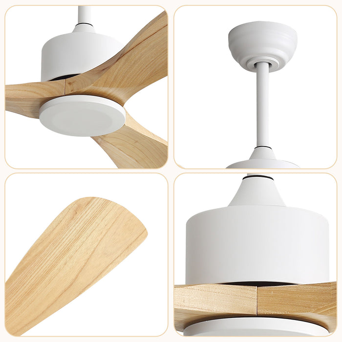42" Ceiling Fan With No Light, Reversible DC Motor, 2 Downrods (12.5Cm / 25Cm) For Bedroom & Living Room - White
