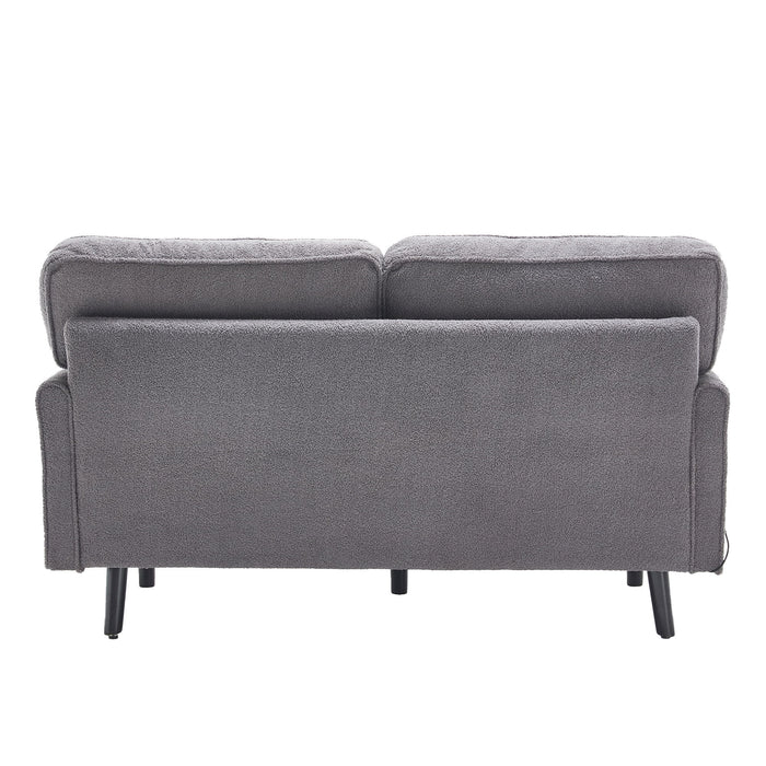 Mid Century Modern Loveseat Sofa With USB Ports, Removable Pillow Cover