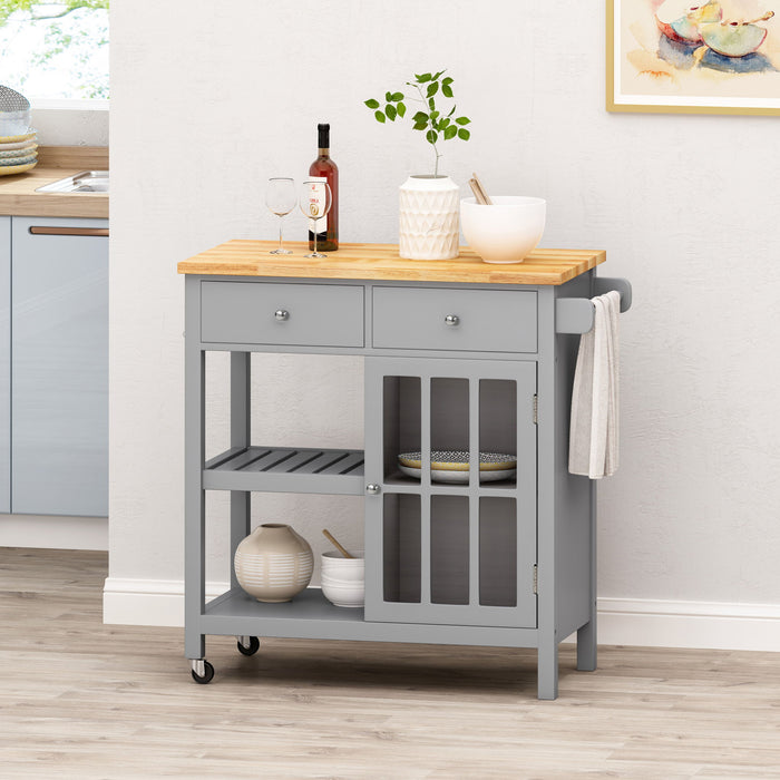 Aidah - Contemporary Kitchen Cart With Wheels - Gray
