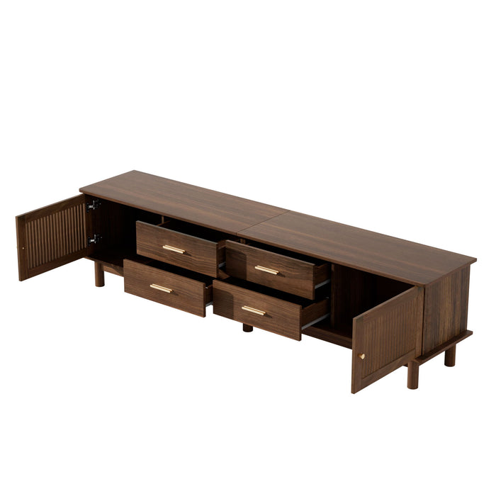 TV Stand For 85" TVs, 4 Smooth Glide Drawers - Walnut
