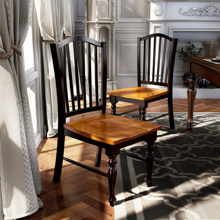 Dining Side Chairs (Set of 2) - Black / Oak