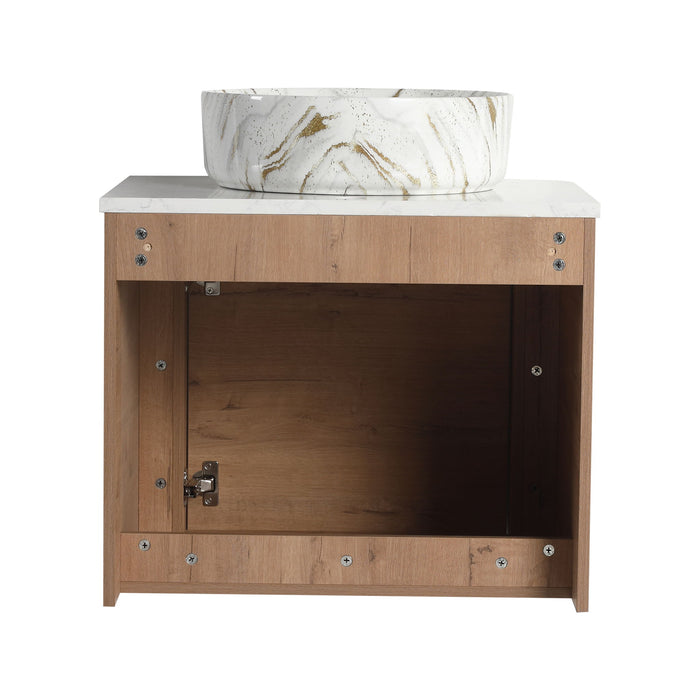 Wall Mounted Bathroom Vanity With Art Sink, 1 Soft Close Door