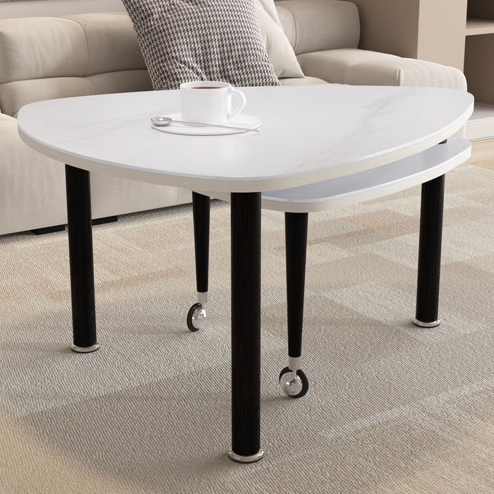 360 Degree Rotatable Coffee Table With Solid Legs