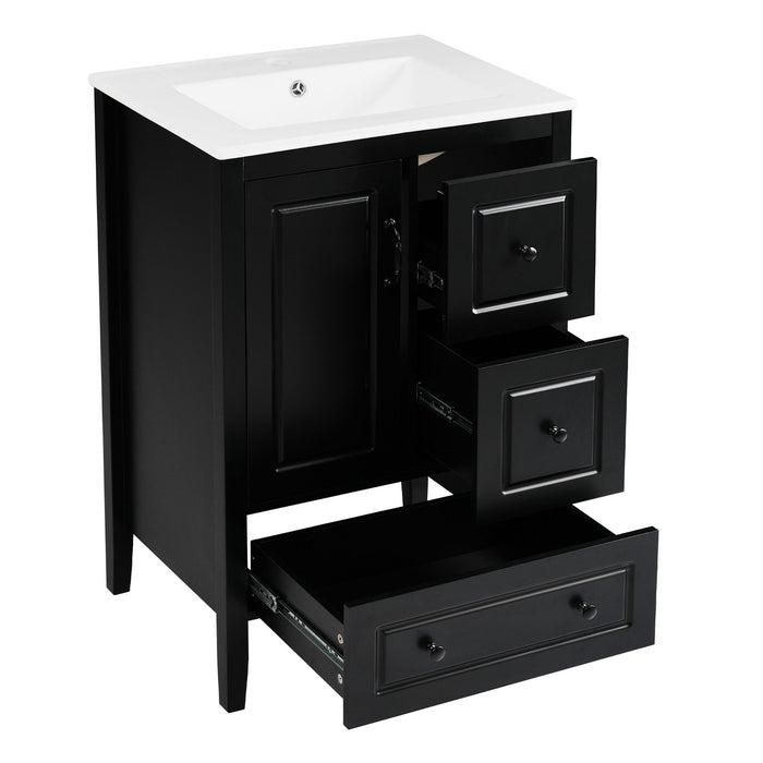 Retro Bathroom Vanity With Sink, Soft Closing Cabinet & Drawers