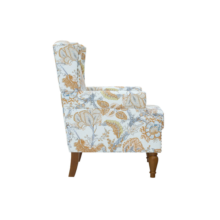 Accent Chair With Floral Upholstery And Nailhead Trim