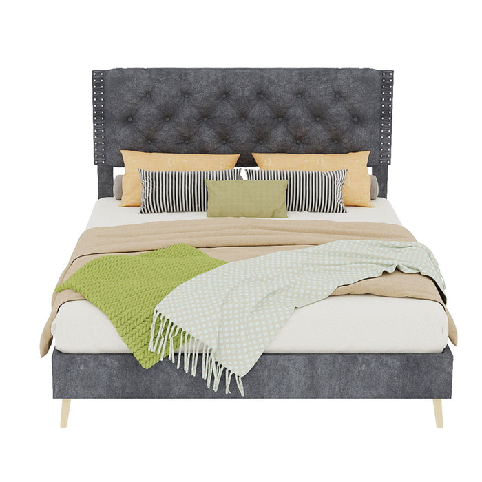 Upholstered Bed With Tufted Headboard
