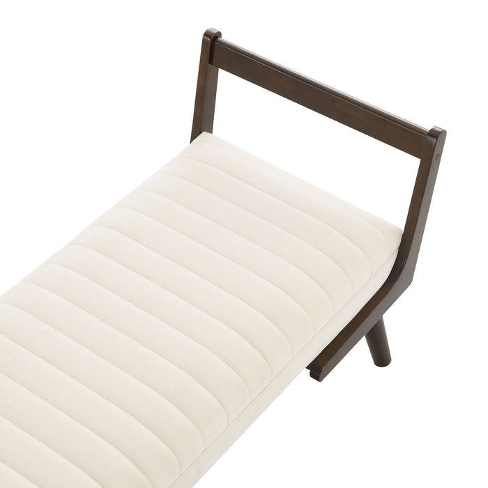 Mid-Century Bench With Wood Legs