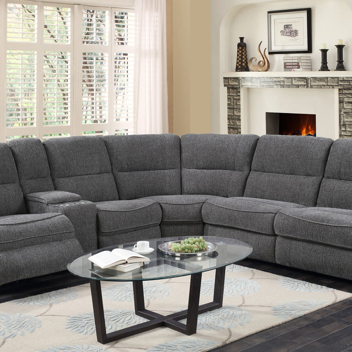 Aurora - Full Sleeper And Power Sectional With Dual Power Recliner Loveseat With Power Controls And Dual USB Ports Positioned On Console And Four-Inch Memory Foam Mattress - Lunar Gray