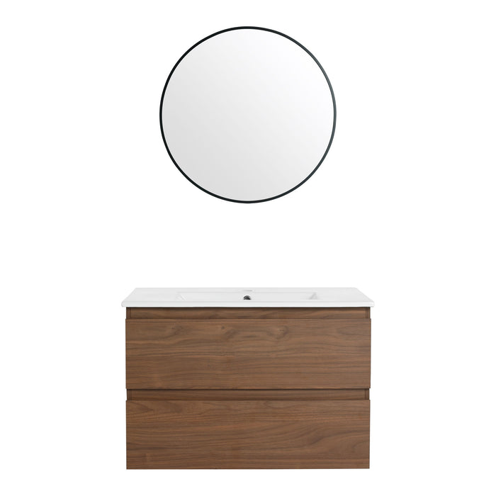 Wall Mounted Bathroom Vanity & Sink, 2 Soft Close Drawers