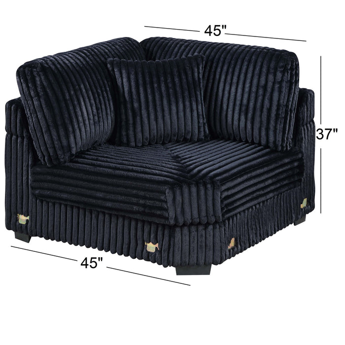 1 Piece Corner Wedge Only Texture Upholstered Modular Living Room Furniture - Black