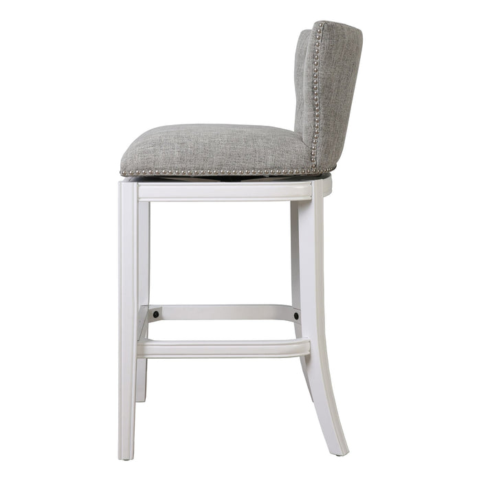 Upholstered Swivel Stool With Back