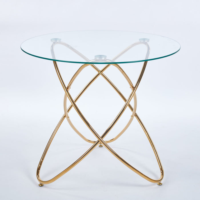 Metal Leg Dining Table With Tempered Glass Top